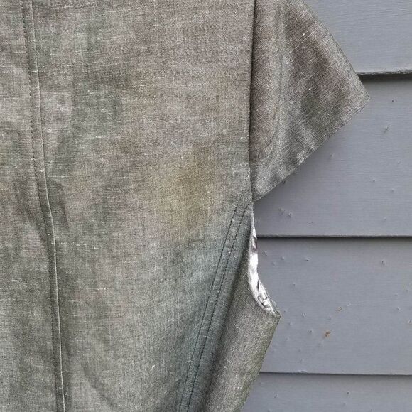 Tahari Gray Cap Sleeve Linen Blend Belted Jacket Size 12 - Picture 9 of 11